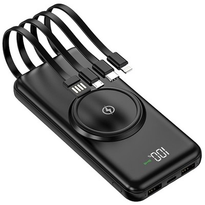 Внешний аккумулятор ISA PB-12 с функцией беспроводной зарядки 10000mAh, черный - фото 15841