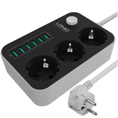 Сетевой фильтр LDNIO SE3631 6USB, Black - фото 17210