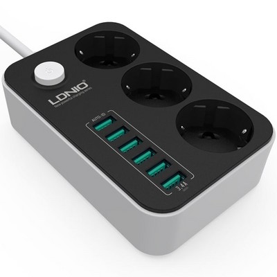Сетевой фильтр LDNIO SE3631 6USB, Black - фото 17212