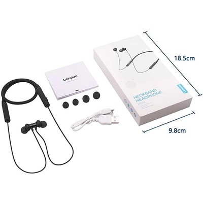 Беспроводные наушники Lenovo Neckband Earphone HE05, Black - фото 19796