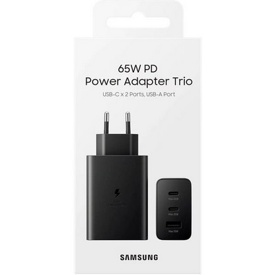 Сетевое зарядное устройство Samsung EP-T6530, 65 Вт PD 2xType-C+USB-A, черный - фото 18271