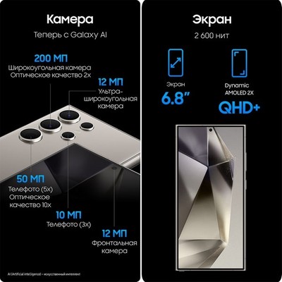 Смартфон Samsung Galaxy S24 Ultra 12/512, Titanium Silver - фото 19469
