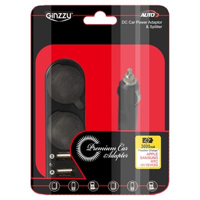 Разветвитель Ginzzu GA-4615UB, АЗУ 5В/3.0A, 2xUSB, 2 розетки + удлинитель - фото 7538
