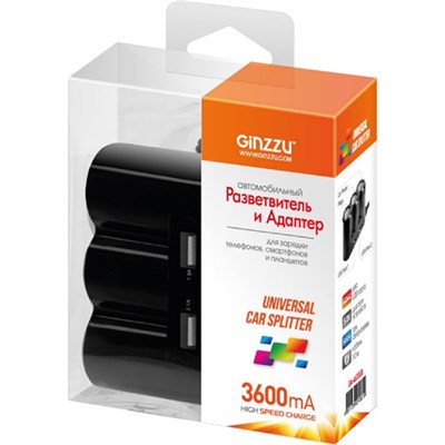 Разветвитель Ginzzu GA-4620UB, 2xUSB, 3 розетки + удлинитель - фото 7542
