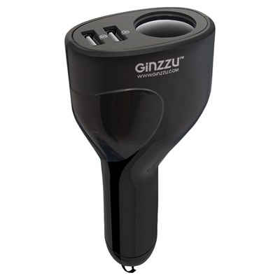 Разветвитель Ginzzu GA-4715UB, АЗУ 5В/3.0А, 2xUSB + розетка - фото 7798
