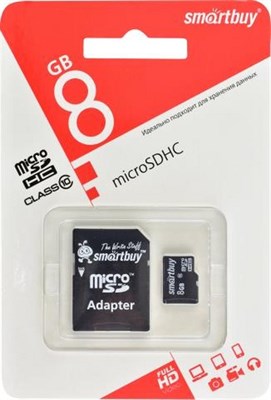 MicroSDHC 8GB SmartBuy, Class10 - фото 13041